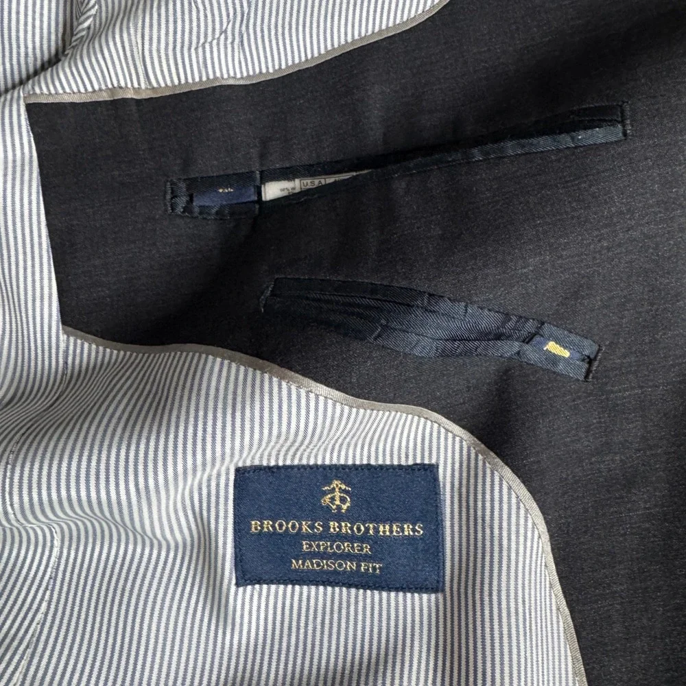 Brooks Brothers Explorer Madison Fit Gray Wool Blazer‎ Jacket Mens 42L